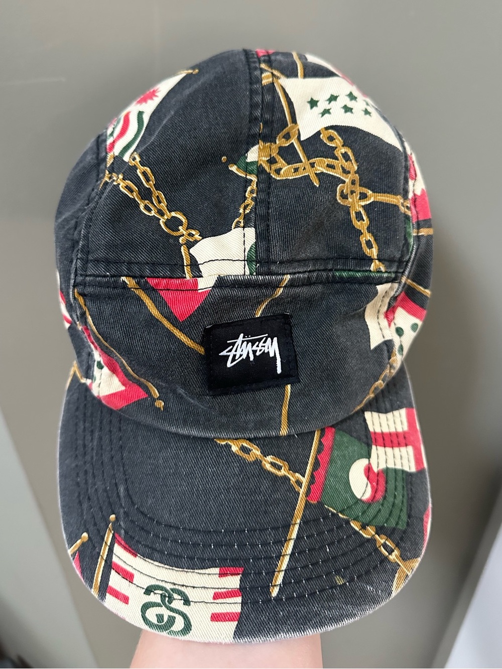 Stussy Flag and Gold Chain Five-Panel Cap